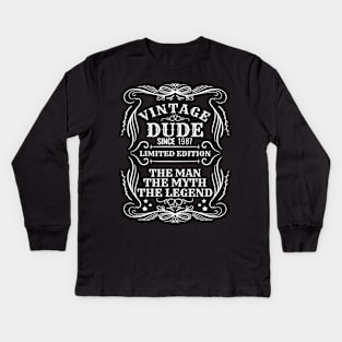 Vintage Dude 1987 Gift Kids Long Sleeve T-Shirt